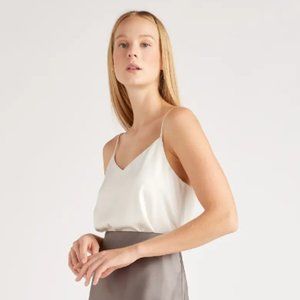 NWT! Quince Washable Stretch Silk V-Neck Cami, S, Ivory